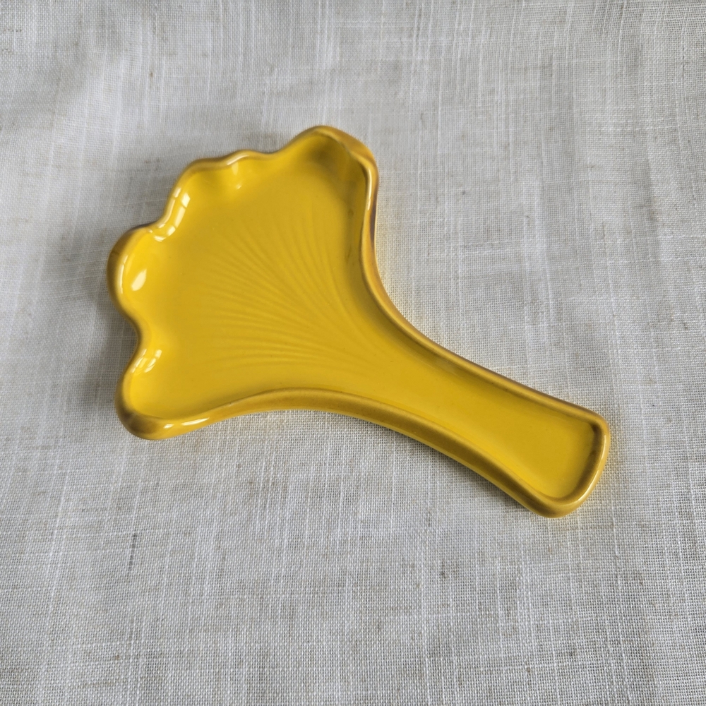 Ceramic Yellow "Chanterelle" Spoon Rest, Trinket Dish  NWT